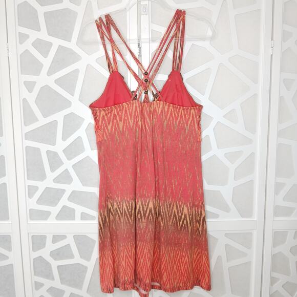 6 Degrees Y2K Boho Red Multi Print Mini Dress Womens XL Vintage Boho Western - Picture 5 of 9